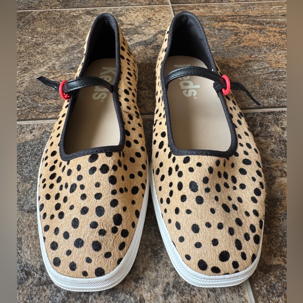 Keds Square Toe Calf Hair Mary Jane Single Buckle Flats Shoes Sneakers- 8.5